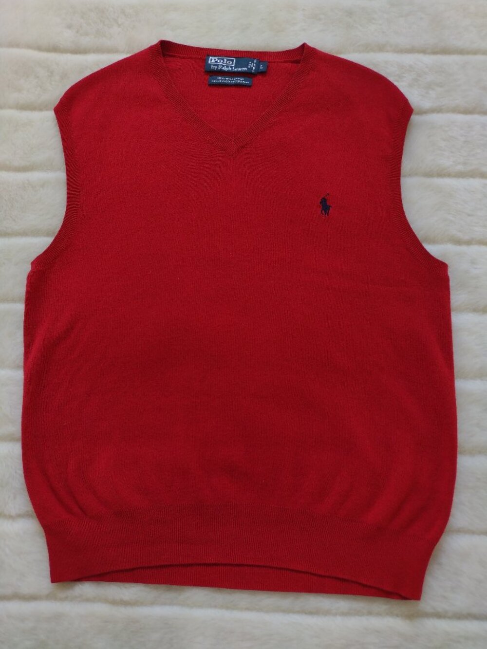 Polo Ralph Lauren Men's Knit V-Neck Sweater Vest Red Large